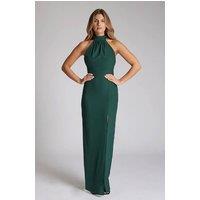 Vesper Women's High Halter Neckline Maxi Dress with Scarf in Green | Size: 8