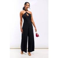 Needs No Label Women's Black Hardware Halterneck Jumpsuit | Size: 14