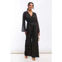 Needs No Label Women's Foil Wrap Jumpsuit in Black | Size: 10