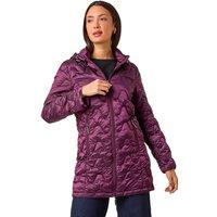 Roman Women's Wave Quilted Puffer Hooded Coat in Magenta | Size: 16