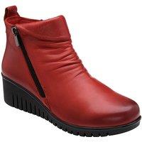 Lotus Women's Red 'Cordelia' Leather Wedge Ankle Boots | Size: 7