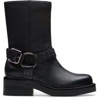 Clarks Women's Rebelle Up Black Leather Mid Calf Boots | Size: 6-Standard Fit
