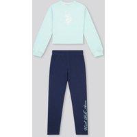U.S. POLO ASSN. Women's Graphic Boxy Sweat & Legging Set in Light Blue | Size: 15-16 Years