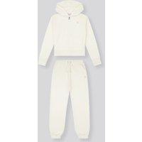 U.S. POLO ASSN. Women's Zip Hoodie & Relaxed Fit Jogger Set in Off-White | Size: 15-16 Years