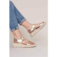 Moshulu Women's Jolla' Strappy Low-Wedge Sandals in Metallics | Size: 7