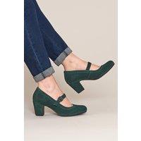 Moshulu Women's 'Biambi Suede' Mary Jane Bar Shoes in Dark Green | Size: 6