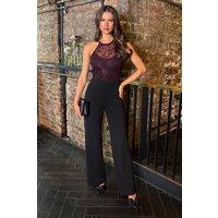 AX Paris Women's Plum Lace Top 2 in 1 Racer Neck Jumpsuit | Size: 16