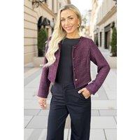AX Paris Women's Wine Tweed Button Front Jacket | Size: 8