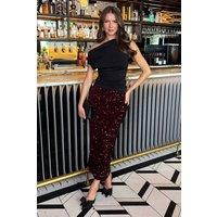 AX Paris Women's Wine Velvet Sequin Midi Skirt | Size: 8