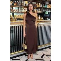 AX Paris Women's Chocolate One Shoulder Open Back Twist Detail Midi Dress | Size: 10