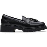 Clarks Women's Lauryl Tassel Black Leather Loafers, Slip Ons | Size: 3.5-Standard Fit