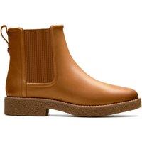 Clarks Women's Nella Top Tan Leather Ankle Boots, Chelsea Boots in Brown | Size: 5-Standard Fit