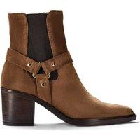 Clarks Women's Jesse Buckle Dark Tan Suede Ankle Boots in Brown | Size: 7-Standard Fit