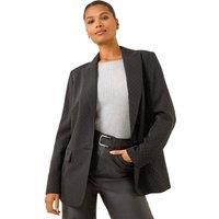 Roman Women's Revere Collared Diamante Jacket in Black | Size: 10