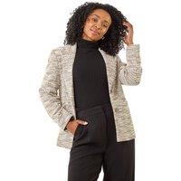 Roman Women's Petite Collared Boucle Jacket in Stone | Size: 16