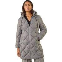 Roman Women's Diamond Quilt Padded Coat in Grey | Size: 18