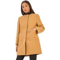Roman Women's Petite Patch Pocket Buttoned Coat in Camel | Size: 12
