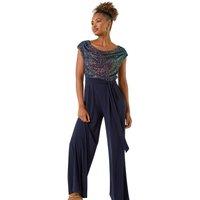 Roman Women's Sequin Bodice Cowl Neck Jumpsuit | Size: 20