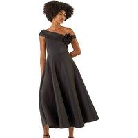 Roman Women's Corsage Premium Stretch Midi Dress in Black | Size: 14