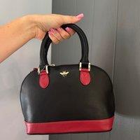 Mala leather Women's Mason Bee Zip Round Leather Grab Multiway Shoulder Bag in Black