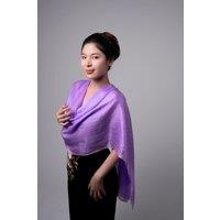 Silk and Bears Women's Lilac Silk Scarf - Hand-Dyed Mulberry Silk Shawl Wrap, Wedding Guest & Mother of the Bride | Size: 10-12