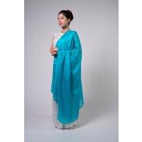 Silk and Bears Women's Turquoise Blue Silk Scarf - Hand-Dyed Mulberry Silk Shawl Wrap, Holiday & Evening Cover Up | Size: 10-12