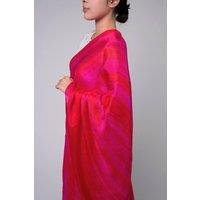 Silk and Bears Women's Red & Fuchsia Brushstroke Silk Scarf - Hand-Dyed Mulberry Silk Shawl Wrap, Artisan Gift in Dark Pink | Size: 10-12