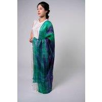 Silk and Bears Women's Emerald, Violet & Turquoise Silk Scarf - Hand-Dyed Mulberry Silk Shawl Wrap, Bold Wedding Guest Gift in Emerald | Size: 10-12