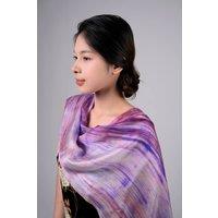 Silk and Bears Women's Lavender, Lilac & Rose Brushstroke Silk Scarf - Hand-Dyed Mulberry Silk Shawl Wrap, Romantic Wedding Guest | Size: 10-12