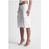 Tanaki Women's Mixed Fabric Cargo Shorts in White | Size: 12