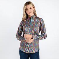 CLAUDIO LUGLI Women's Multicolour Small Polkadot Print Shirt in Grey | Size: 14