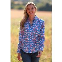 CLAUDIO LUGLI Women's Flamboyance Of Flamingos Print Shirt in Blue | Size: 10