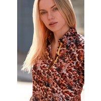 CLAUDIO LUGLI Women's Jaguar Majesty Print Shirt in Yellow | Size: 14