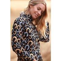 CLAUDIO LUGLI Women's Lucky Charm Horseshoe Print Shirt in Black | Size: 10