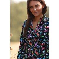 CLAUDIO LUGLI Women's Feathers & Chain Print Shirt in Black | Size: 10