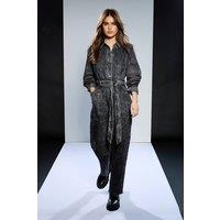 RUNWAY 1.8.1.8 Women's Garment Wash Jumpsuit in Charcoal | Size: 8