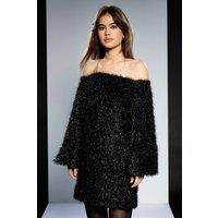 RUNWAY 1.8.1.8 Women's Tinsel Mini Dress in Black | Size: 8