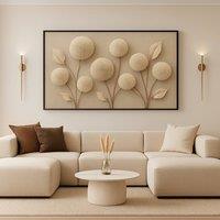 Mafett Large Canvas Wall Art with Soft Beige Modern Botanical Design Flat Effect