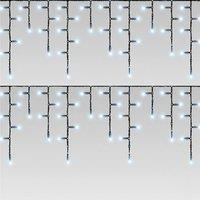 Pegdev Cool White LED Icicle Lights Black Cable Outdoor Connectable 9m