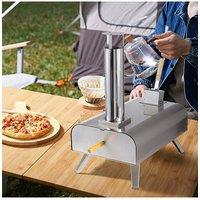 Living and Home 12-inch Outdoor Stainless Steel Stone-baked Pizza Oven in Silver