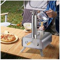 Living and Home 12-inch Outdoor Stainless Steel Stone-baked Pizza Oven in Silver