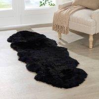Native Natural Double Black Sheepskin Rug | Size: 60 cm x 240 cm