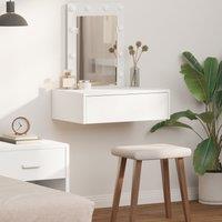 Berkfield Home Wall Hanging Dressing Table with LED Lights - White