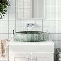 Berkfield Home Countertop Basin Green Oval 59x40x15 cm Ceramic | Size: 59 x 40 x 15 cm