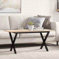 Berkfield Home Coffee Table X-Frame 100x50x45 cm Solid Wood Pine & Steel in Brown | Size: 100 x 50 x 45 cm
