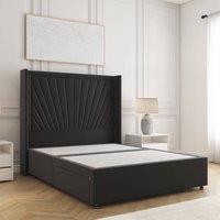 BSSPOKE Alina Divan Bed Plush Velvet 54 Headboard & No Mattress No Drawers in Black | Size: King