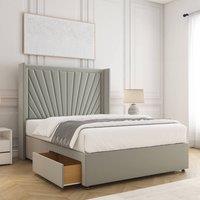 BSSPOKE Alina Divan Bed Plush Velvet 54Headboard 2Drawers Footend No Mattress in Silver | Size: Small Double