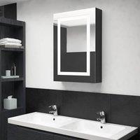 Berkfield Home LED Bathroom Mirror Cabinet Shining Black 50x13x70 cm | Size: 50 x 13 x 70 cm