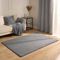 OHS Faux Fur Rug Ribbed Mat Luxury Carpet Anti Slip Runner in Grey | Size: 160 cm x 230 cm
