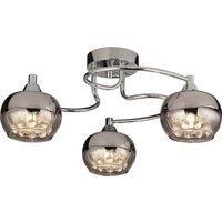 Lighting Collection 3Lt Rose Chrome Glass Ceiling Flush With Crystal Decorations Ceiling Light